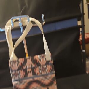 Patterned Tote Bag with Cream Straps